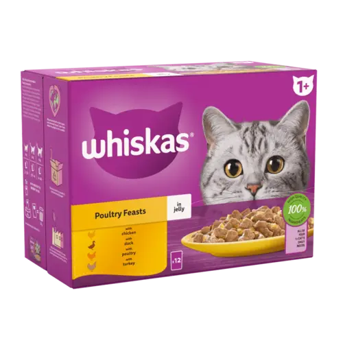 Whiskas 1+ Adult Poultry Feasts in Gravy Wet Cat Food Pouch (85g)